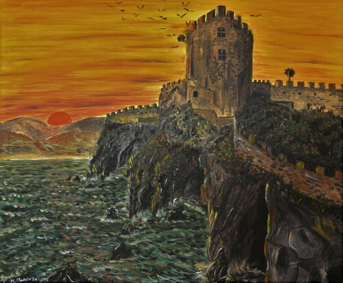 Il castello ventoso (1998) - olio su tela - cm 60 x 50 van Massimo Mancuso, Schilderij te koop op Singulart