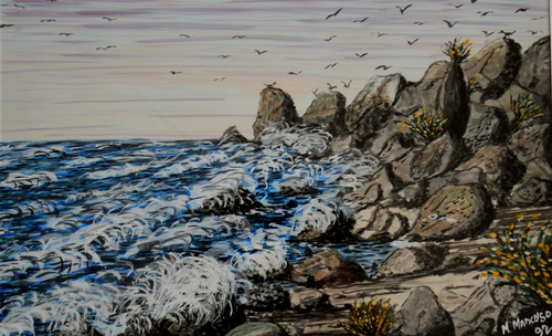 La scogliera (1992) - tempera su cartoncino - cm 40 x 25 von Massimo Mancuso, Malerei kaufen auf Singulart