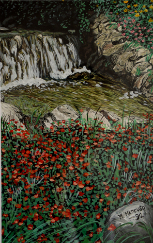 Le cascatelle (1992) - tempera su cartoncino - cm 25 x 40 von Massimo Mancuso, Malerei kaufen auf Singulart