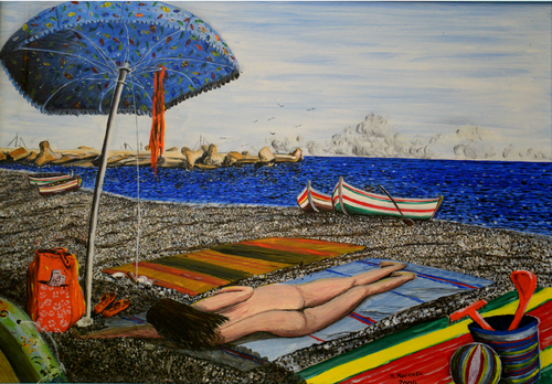 Spiaggia di Catanzaro Lido (2004) - olio su tela - cm 70 x 50 von Massimo Mancuso, Malerei kaufen auf Singulart