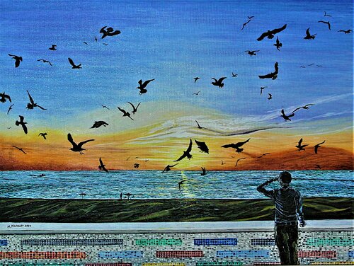 I gabbiani (2020) olio su tela - cm 80 x 60 van Massimo Mancuso, Schilderij te koop op Singulart