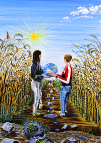 Salviamo la terra (2020) - olio su tela - cm 50 x 70 von Massimo Mancuso, Malerei kaufen auf Singulart