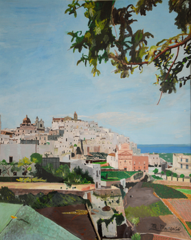 Panorama di ostuni (1988) - tempera su cartoncino - cm 50 x 70 Massimo Mancuso