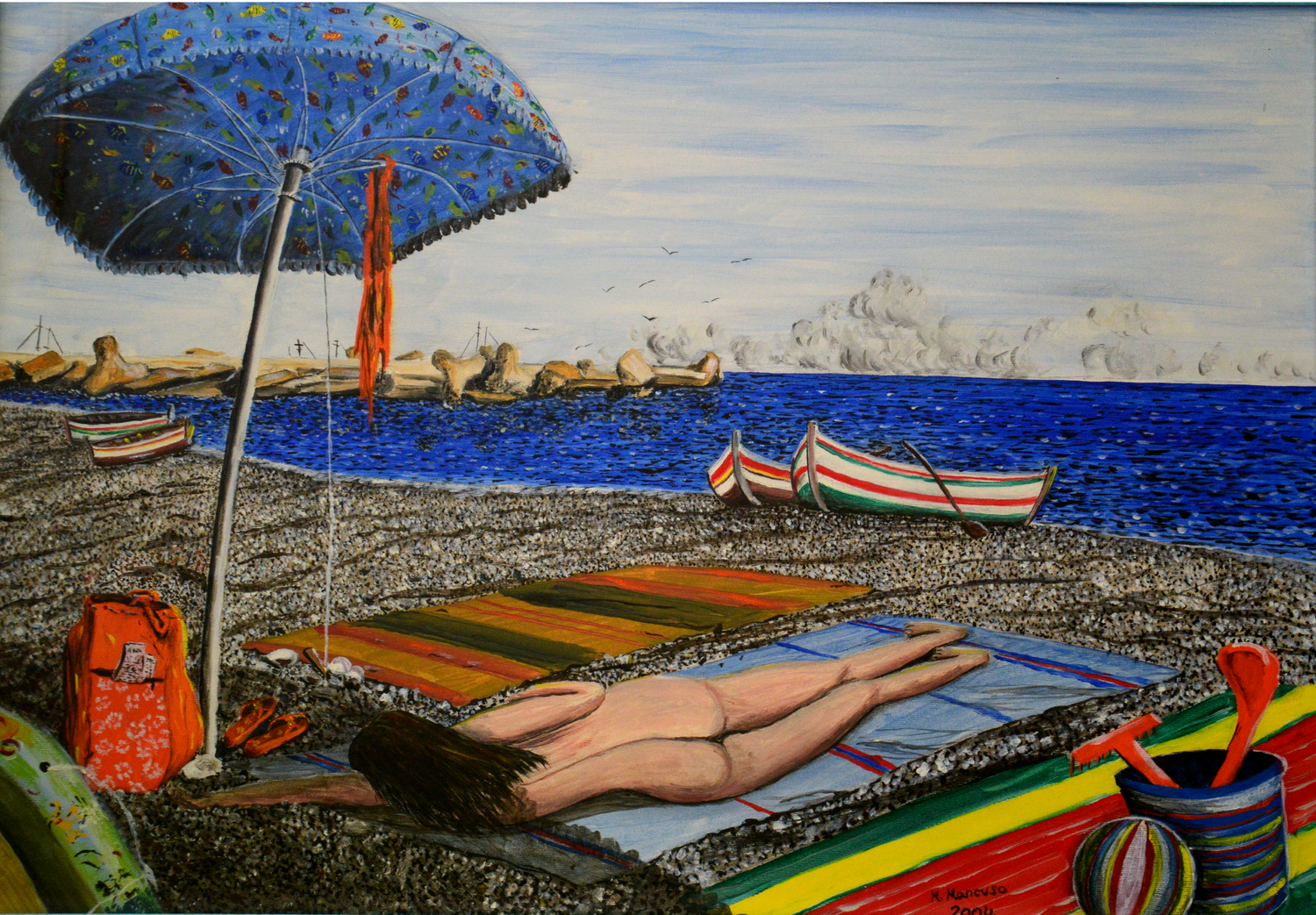 Spiaggia di Catanzaro Lido (2004) - olio su tela - cm 70 x 50 di Massimo  Mancuso (2004): Pittura a Olio su Tela - Singulart, image size:1500x1043