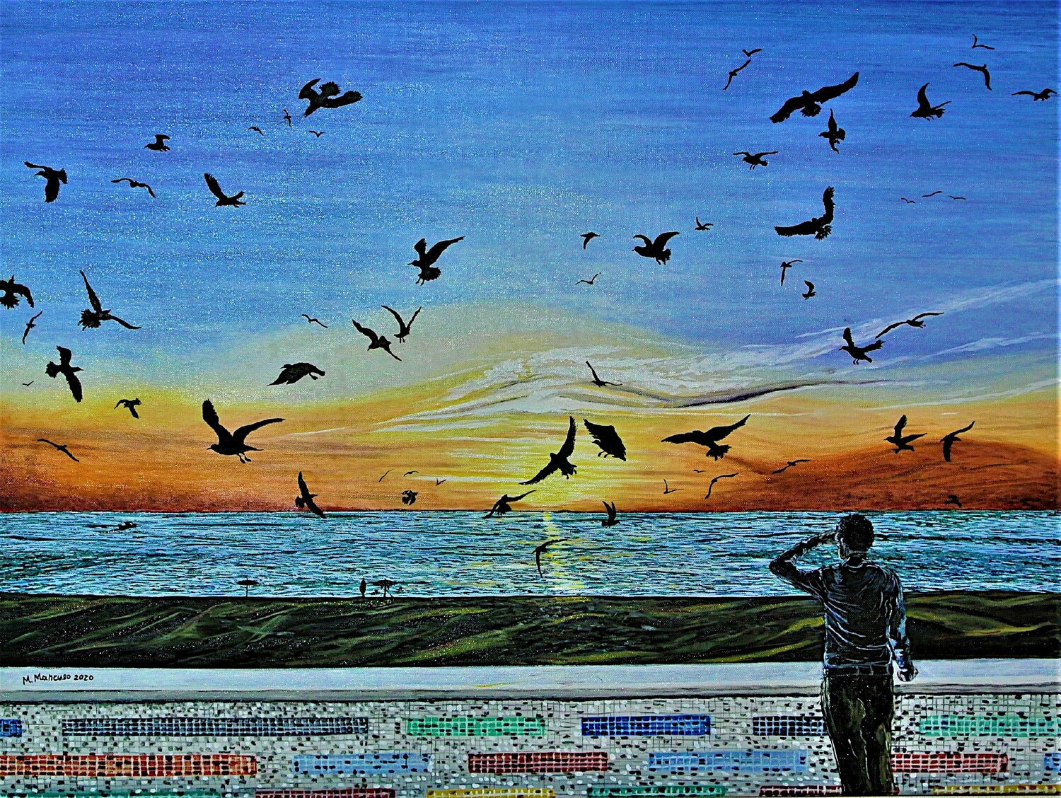 I gabbiani (2020) olio su tela - cm 80 x 60 Massimo Mancuso
