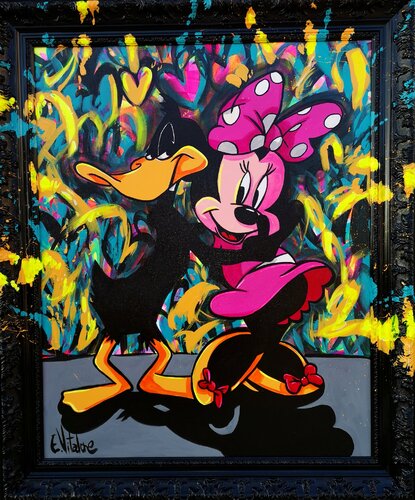 Minnie préfère Daffy Duck van Eddy Vitalone, Schilderij te koop op Singulart