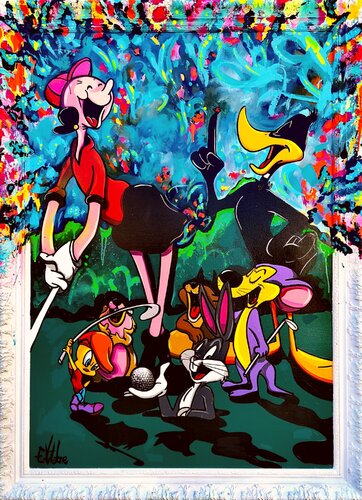 Dernière partie de golf avant l'orage van Eddy Vitalone, Schilderij te koop op Singulart