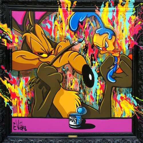 Une autre idée pour attraper Bip bip van Eddy Vitalone, Schilderij te koop op Singulart