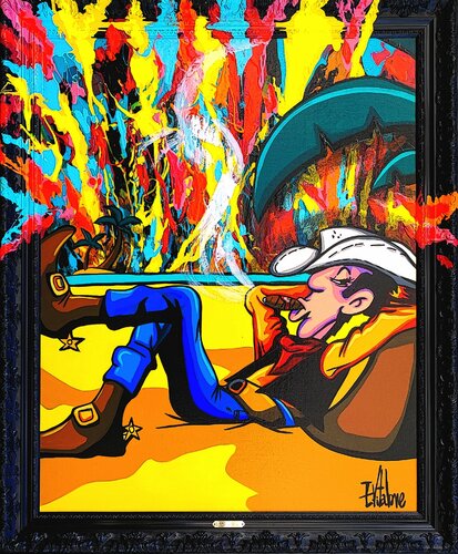 Lucky luke a Bora Bora van Eddy Vitalone, Schilderij te koop op Singulart