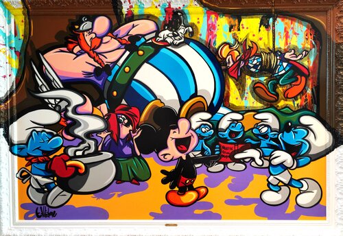 Quand le chat n'est pas là les souris dansent di Eddy Vitalone, Pittura in vendita su Singulart
