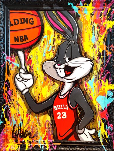 Bugs bunny loves Chicago Bulls 23 van Eddy Vitalone, Schilderij te koop op Singulart