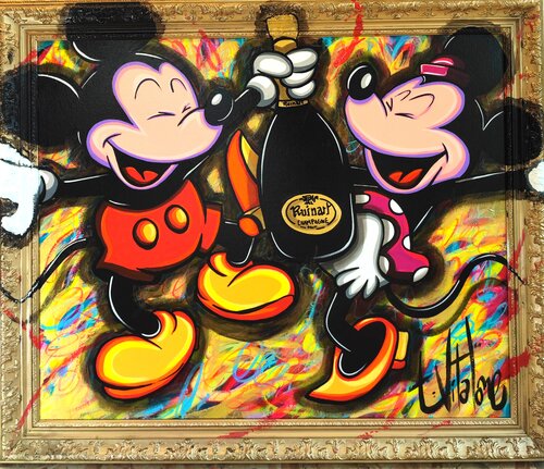 Mickey et Minnie adorent le Ruinart van Eddy Vitalone, Schilderij te koop op Singulart