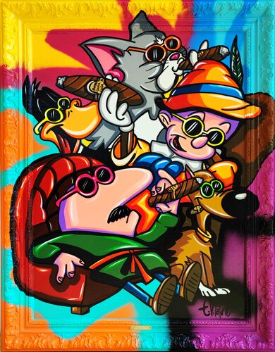 Ce soir chez Boris c'est soirée Disco van Eddy Vitalone, Schilderij te koop op Singulart