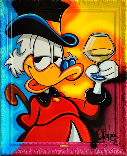 Picsou adore le champagne van Eddy Vitalone, Schilderij te koop op Singulart