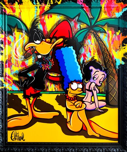 Daffy duck hasseloff a malibu by Eddy Vitalone, Painting for Sale on Singulart