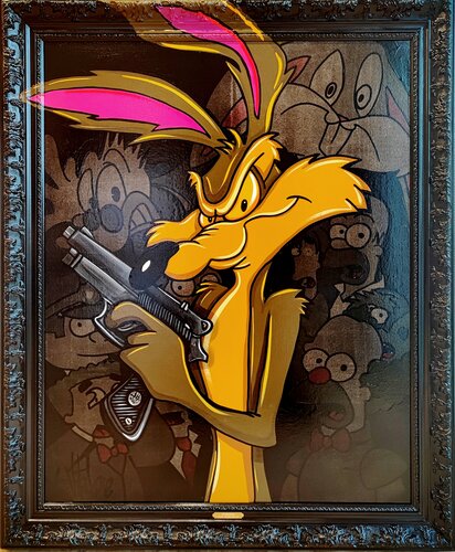 Vil coyote loves Beretta van Eddy Vitalone, Schilderij te koop op Singulart