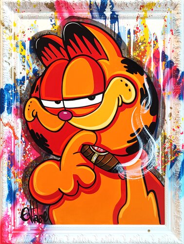 Garfield loves Cohiba van Eddy Vitalone, Schilderij te koop op Singulart
