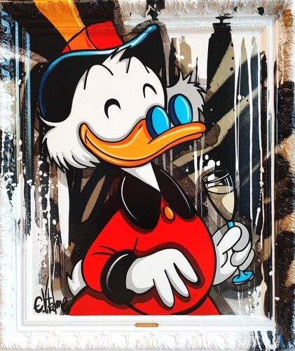 Picsou loves Champagne van Eddy Vitalone, Schilderij te koop op Singulart