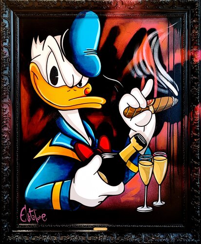 Donald loves cigar & Ruinart van Eddy Vitalone, Schilderij te koop op Singulart
