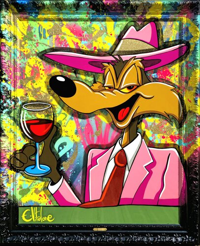 Wile E coyote Loves red wine by Eddy Vitalone, 회화 for Sale on Singulart