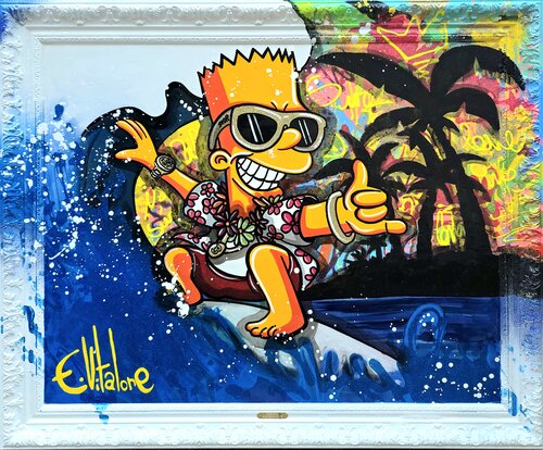 Bart S. adore le surf van Eddy Vitalone, Schilderij te koop op Singulart