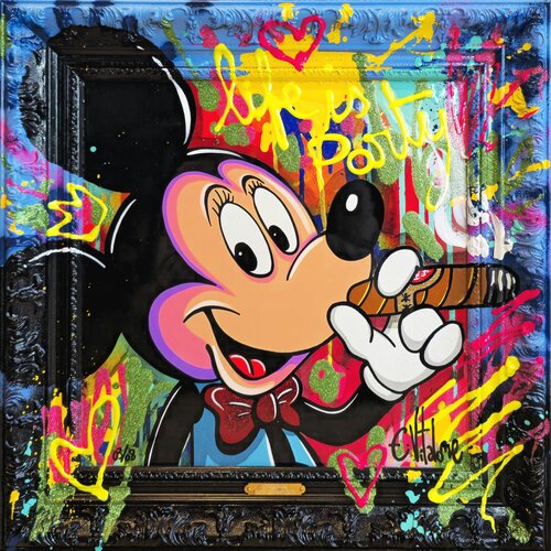 Mickey loves cigar by Eddy Vitalone, 기타 매체 for Sale on Singulart