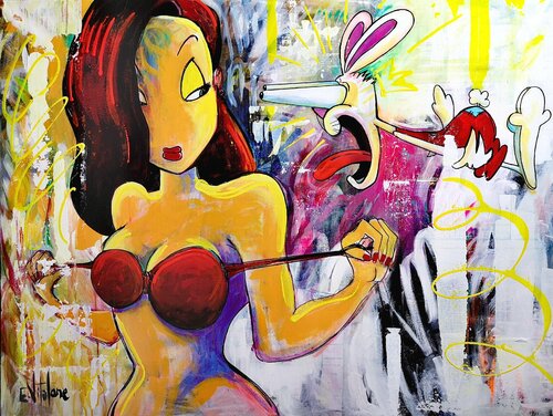 Coup de foudre de Roger Rabbit van Eddy Vitalone, Schilderij te koop op Singulart