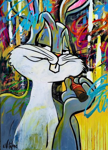 Bugs Bunny au Partagas D4 van Eddy Vitalone, Schilderij te koop op Singulart