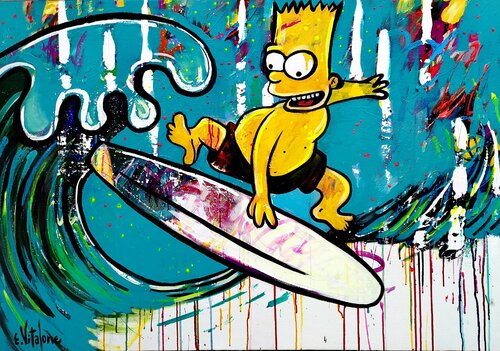 Bart Simpson roi de la glisse von Eddy Vitalone, Malerei kaufen auf Singulart