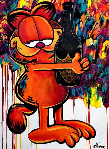 Garfield love Don Pérignon di Eddy Vitalone, Pittura in vendita su Singulart