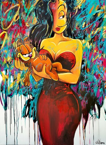 Garfield, la dolce vita by Eddy Vitalone, 회화 for Sale on Singulart