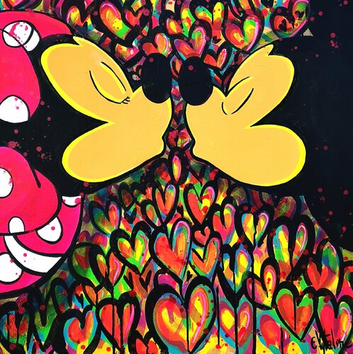 Mickey and Minnie in love van Eddy Vitalone, Schilderij te koop op Singulart
