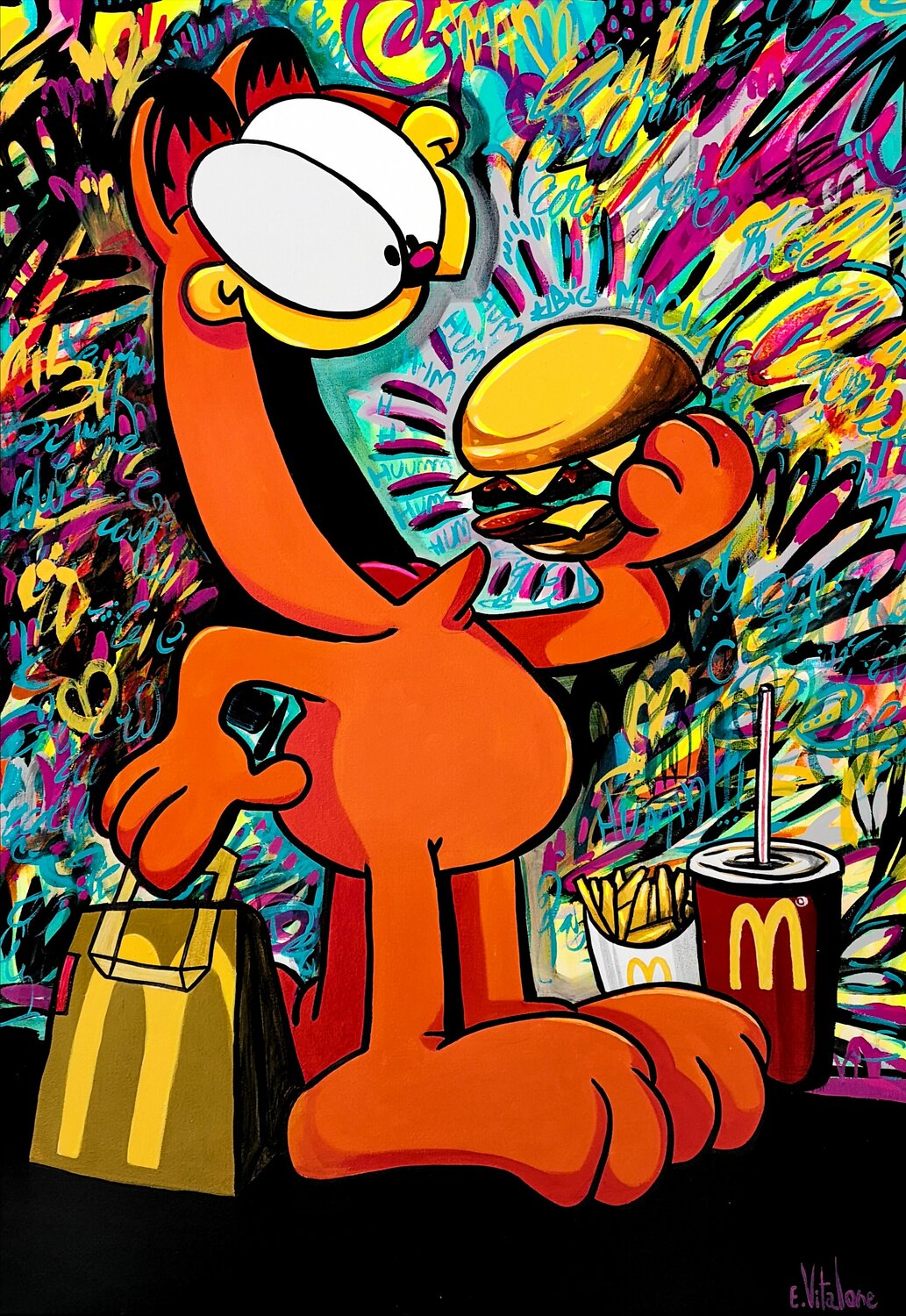 Garfield s'enfile un gros Big Mac Eddy Vitalone