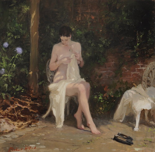 Seated Nude(This Lime Tree Bower) di Michael Alford, Pittura in vendita su Singulart