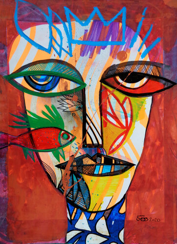 Kahéna et son Yaya by Seb, Work on Paper for Sale on Singulart