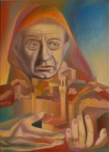 IN MEMORIA DI BEATO AMBROGIO SANSEDONI van Paola Imposimato, Schilderij te koop op Singulart