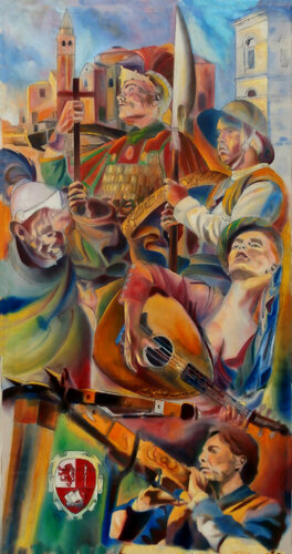 IL TORNEO DELLA BALESTRA A CHIOGGIA par Paola Imposimato, Peinture en vente sur Singulart
