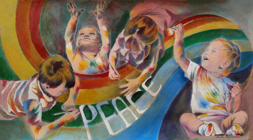 L'ABBRACCIO DELLA PACE di Paola Imposimato, Pittura in vendita su Singulart