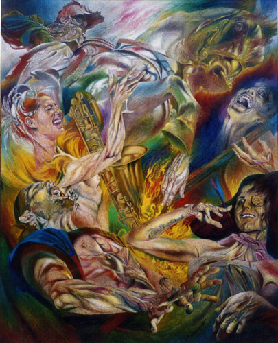 L'ANGELO DI FUOCO par Paola Imposimato, Peinture en vente sur Singulart