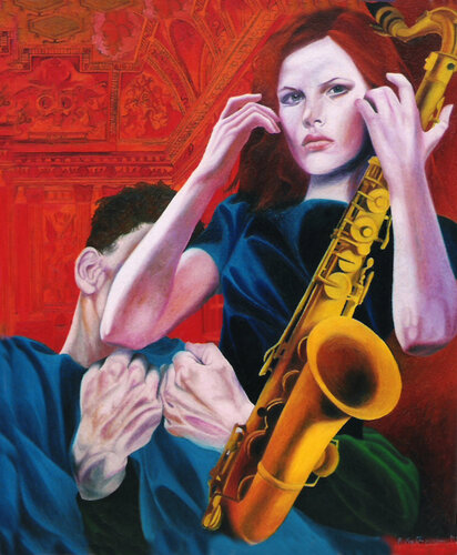 PASSIONE DEL SAX par Paola Imposimato, Peinture en vente sur Singulart