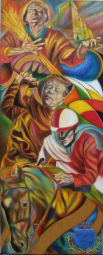 CELEBRAZIONI PER IL SANTO E LA STORIA par Paola Imposimato, Peinture en vente sur Singulart