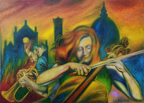 CONCERTO AL TRAMONTO par Paola Imposimato, Peinture en vente sur Singulart