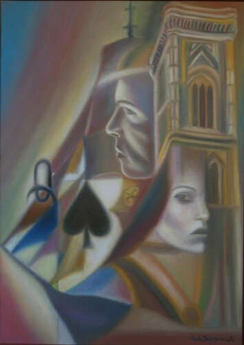 OLTRE IL CAMPANILE van Paola Imposimato, Schilderij te koop op Singulart