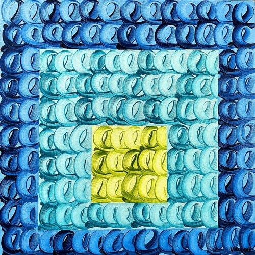 Blue-Turquoise-Green 1 de Veronica Russek, Pintura a la venta en Singulart