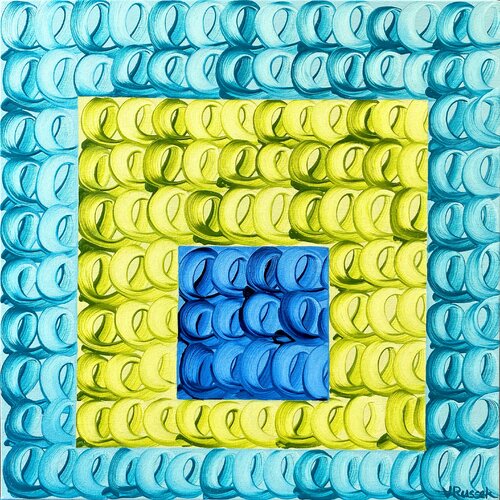 Blue-Turquoise-Green 2 van Veronica Russek, Schilderij te koop op Singulart