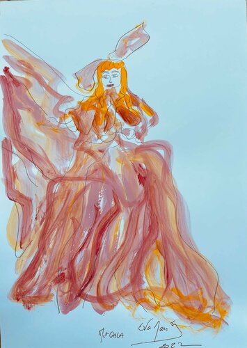 MET GALA 2022 LADY GAGA   2 par Eva Marc'h, Dessin en vente sur Singulart