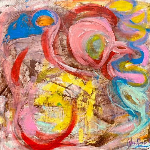 FLOWERS PINK 2 van Eva Marc'h, Schilderij te koop op Singulart