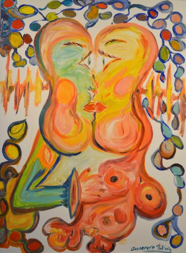 LE BAISER 4 van Eva Marc'h, Schilderij te koop op Singulart