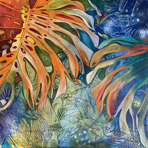 Tropical impression par Joanna Szumska, Peinture en vente sur Singulart