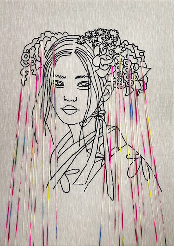 Schleifenmädchen 02 di Tanja Hirschfeld, Tessile in vendita su Singulart